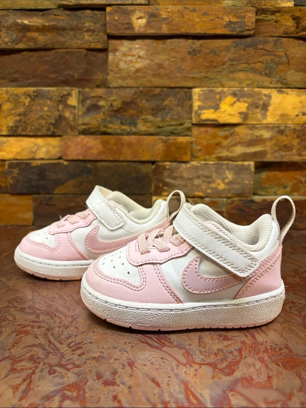 Nike Girls' Pink & White Velcro, Sneakers, Twin Girls